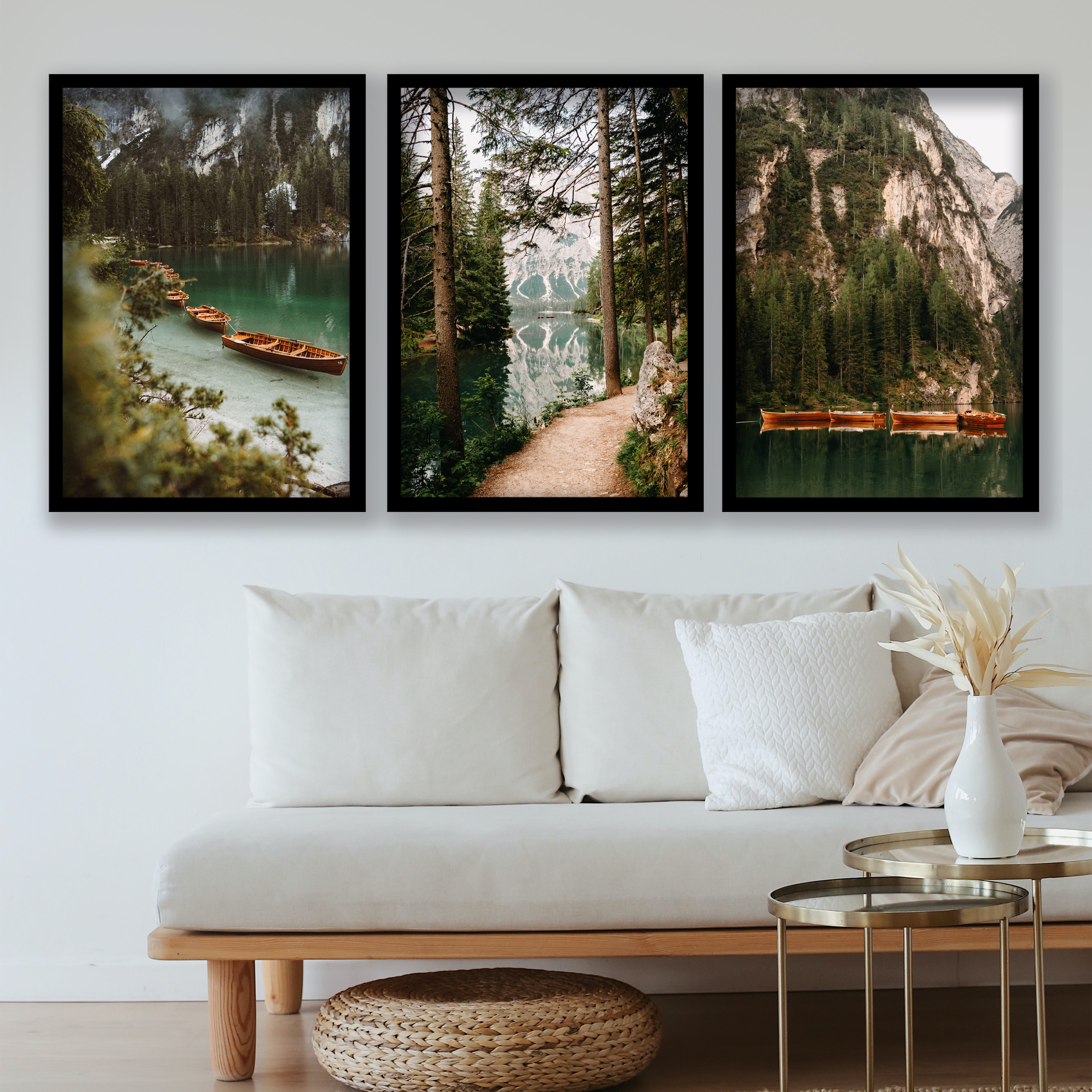 تابلو مدل طبیعت جنگل و دریاچه کد LA-G3014 مجموعه 3 عددی