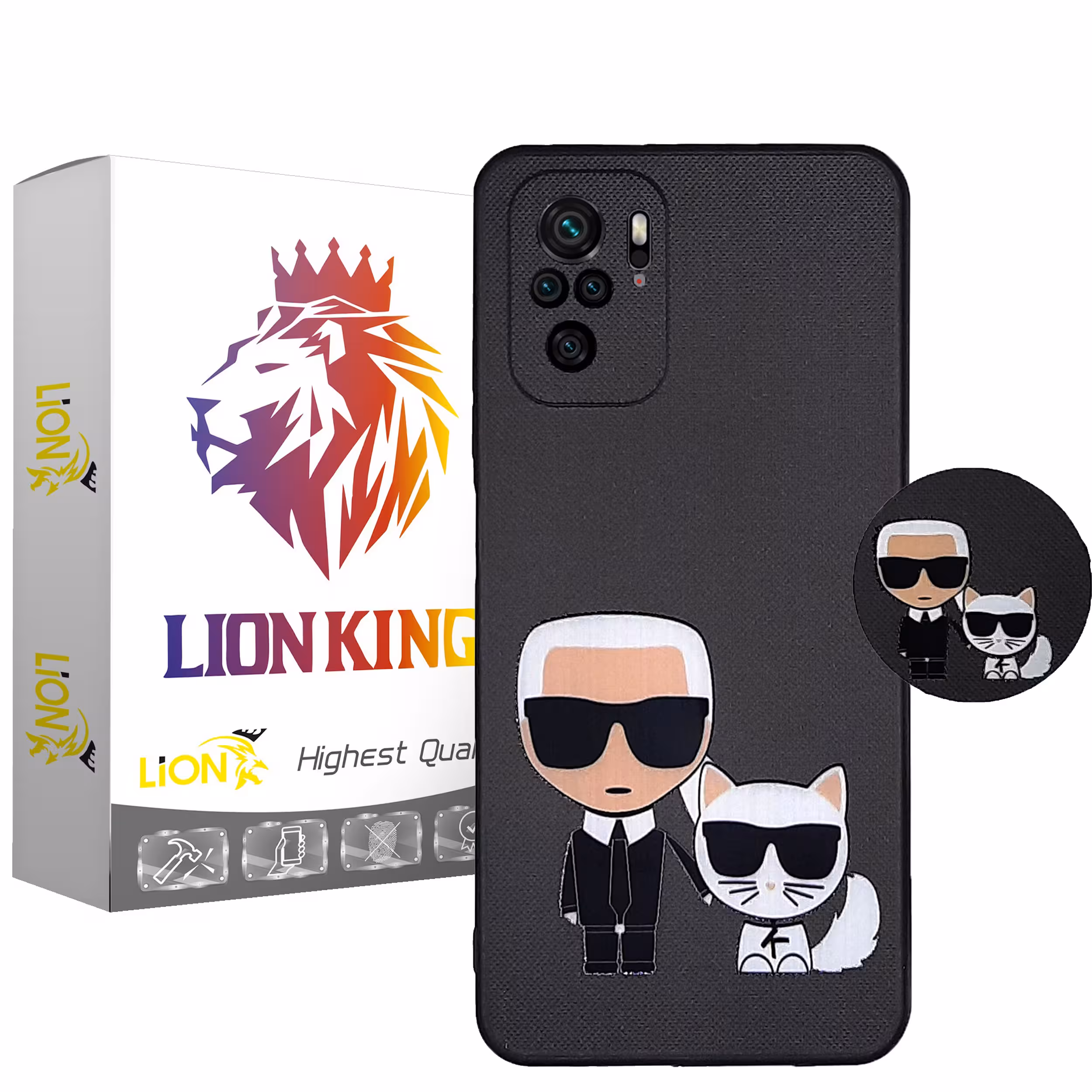 کاور لاین کینگ مدل Mano cat مناسب برای گوشی موبایل شیایومی Redmi Note10 10S به همراه پایه نگهدارنده
