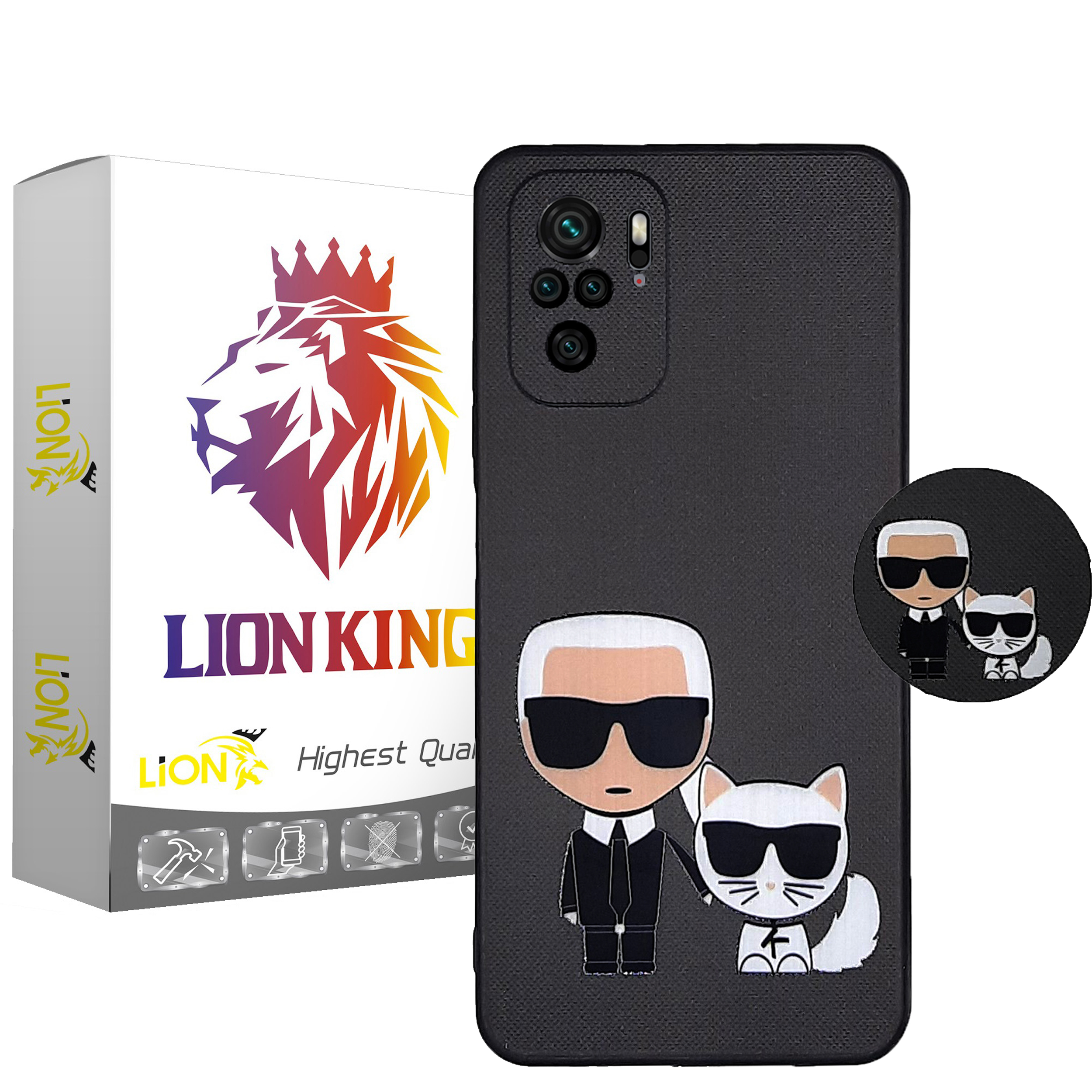کاور لاین کینگ مدل Mano cat مناسب برای گوشی موبایل شیائومی Redmi Note10/10S به همراه پایه نگهدارنده