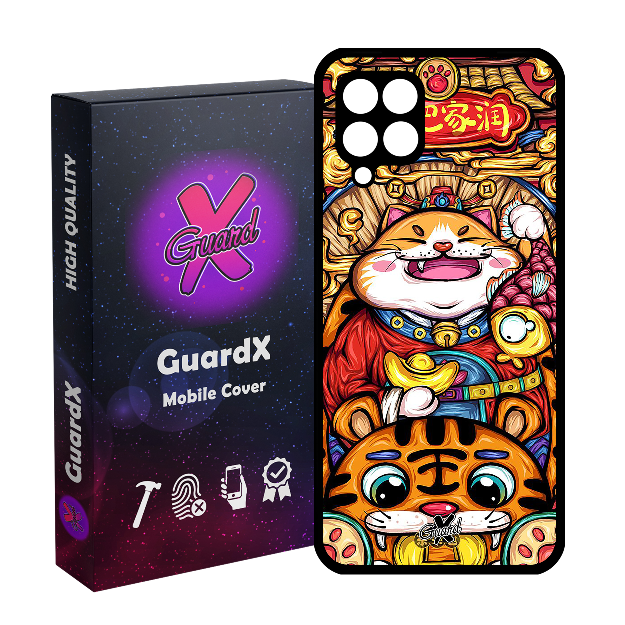 کاور گارد ایکس طرح گربه مدل Glass10440 مناسب برای گوشی موبایل سامسونگ Galaxy M32 4G/M22 4G/F22