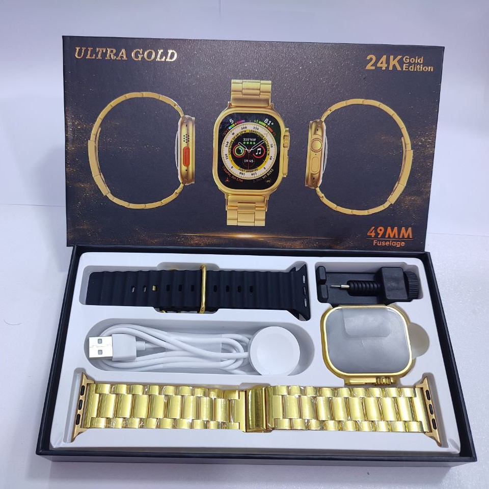 ساعت سری 8  ULTRAمدل ULTRA GOLD فول صفحه49MMدارای 2 عدد دستبند