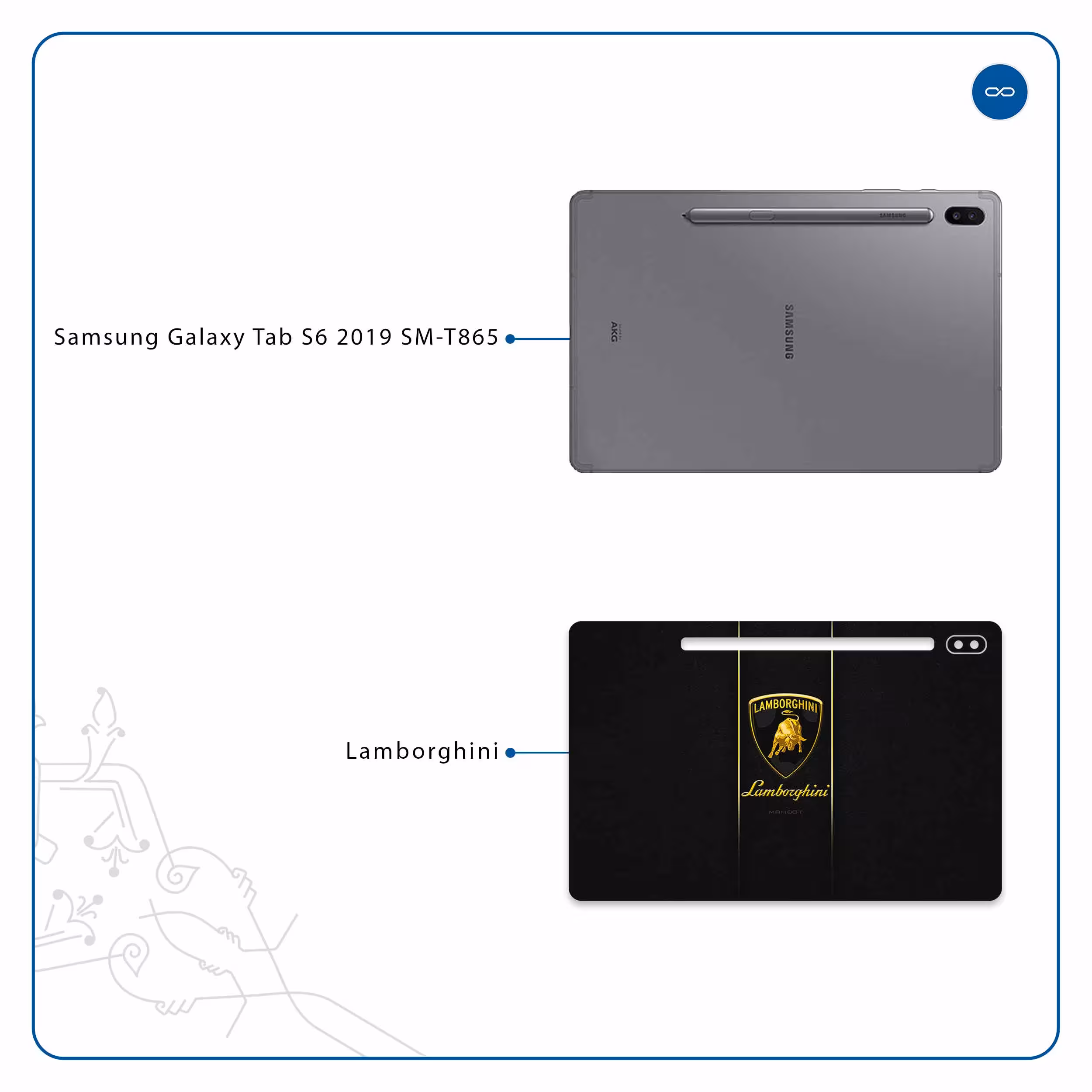 برچسب پوششی ماهوت مدل Lamborghini مناسب برای تبلت سامسونگ Galaxy Tab S6 2019 SM-T865