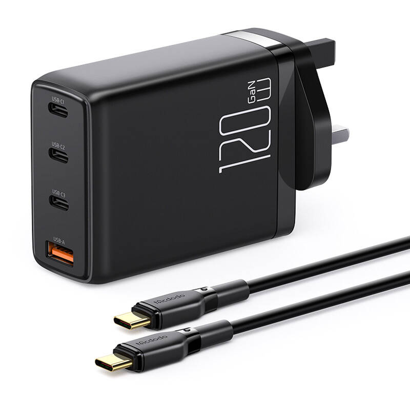 شارژر دیواری فست شارژ Mcdodo CH-0771 GaN 4Port 5A QC3.0 PD 120W   کابل تایپ سی