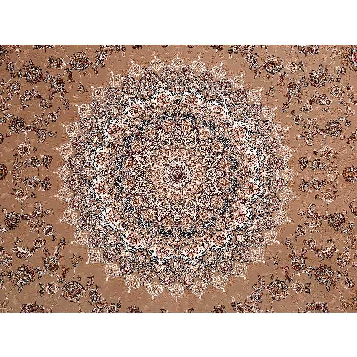 فرش ماشینی زمرد مشهد مدل عقیق زمینه بژ