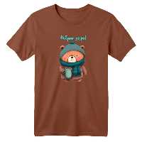 تی شرت آستین کوتاه بچگانه مدل خرس و شال گردن رنگ موکایی