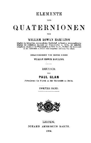 خرید و دانلود نسخه کامل کتاب Elemente der Quaternionen