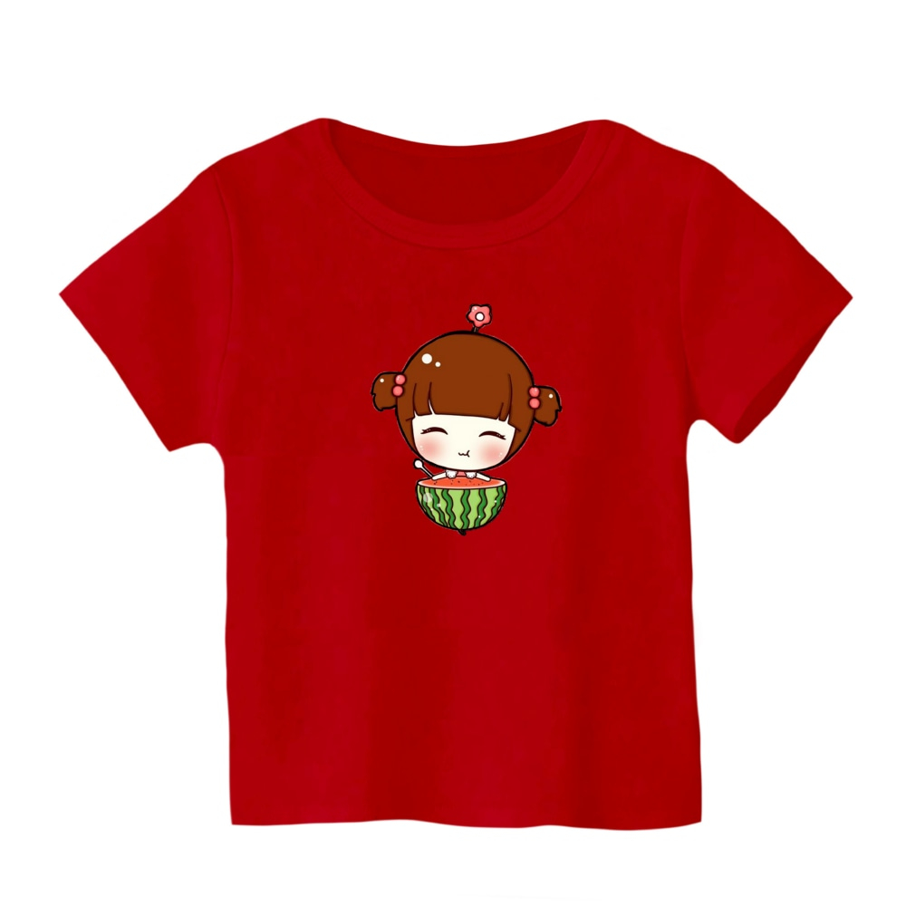تی شرت آستین کوتاه بچگانه مدل دخترک یلدایی کد  24 رنگ قرمز