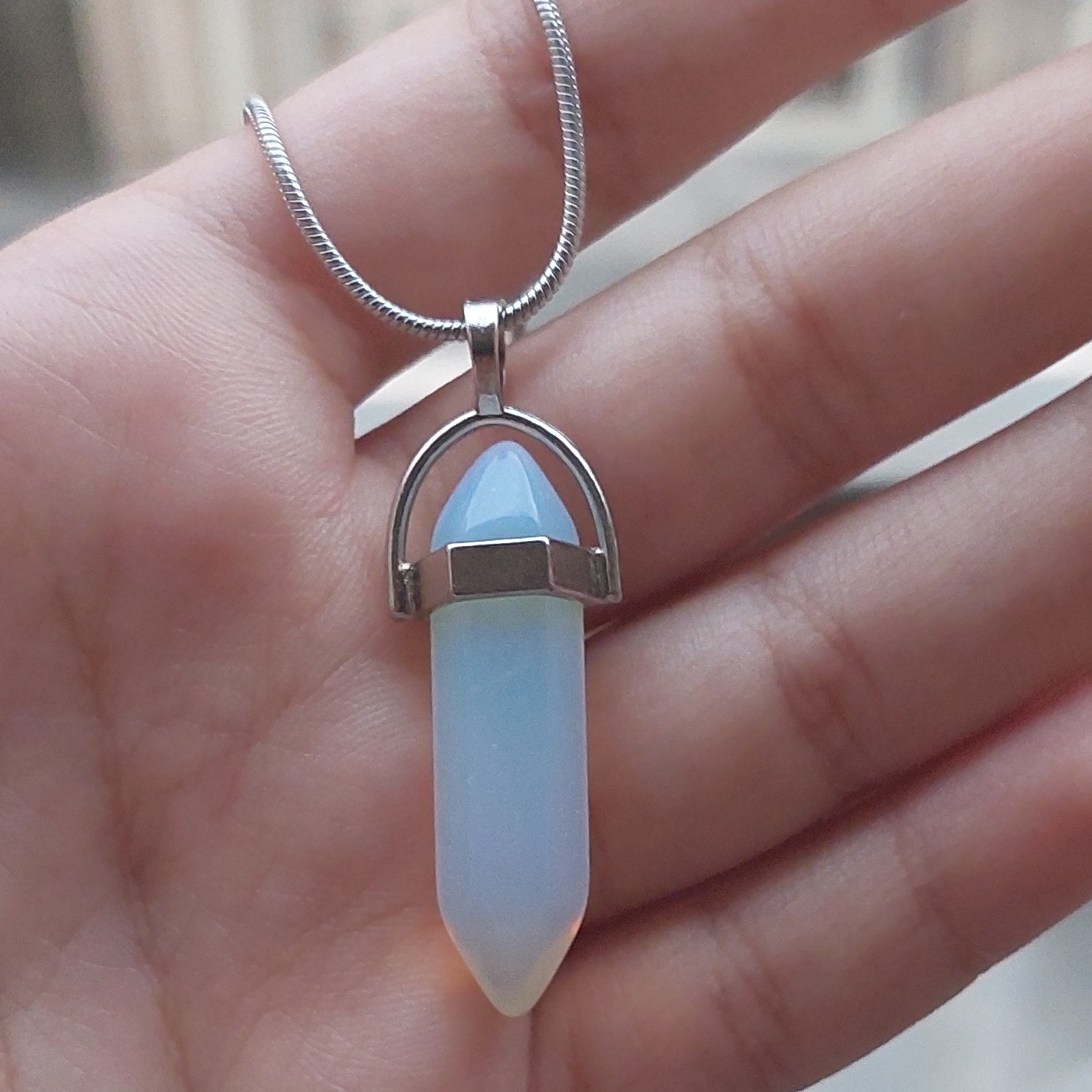 گردنبندسنگ اوپالیت  مردانه زنانه  زنجیر رنگ ثابت