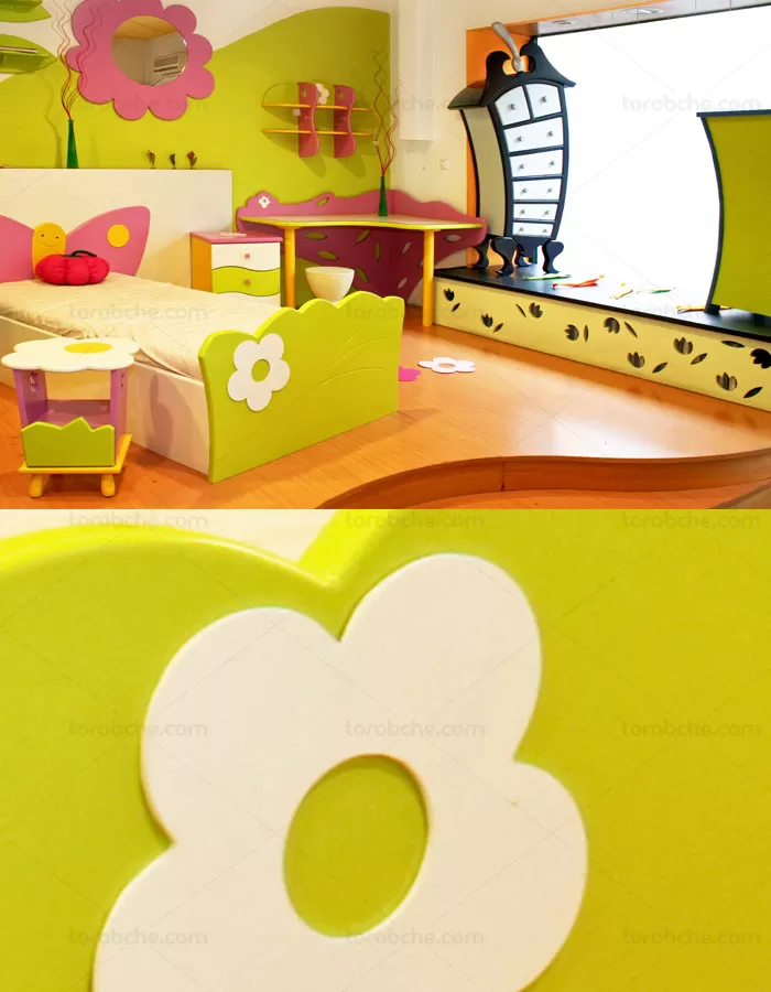 عکس با کیفیت طراحی داخلی اتاق کودک با ترکیب رنگی شاد - گرافیک با طعم تربچه