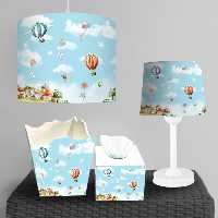 ست لوستر و سطل زباله طرح بالن و خرگوش با زمینه آسمان آبی BA-9292