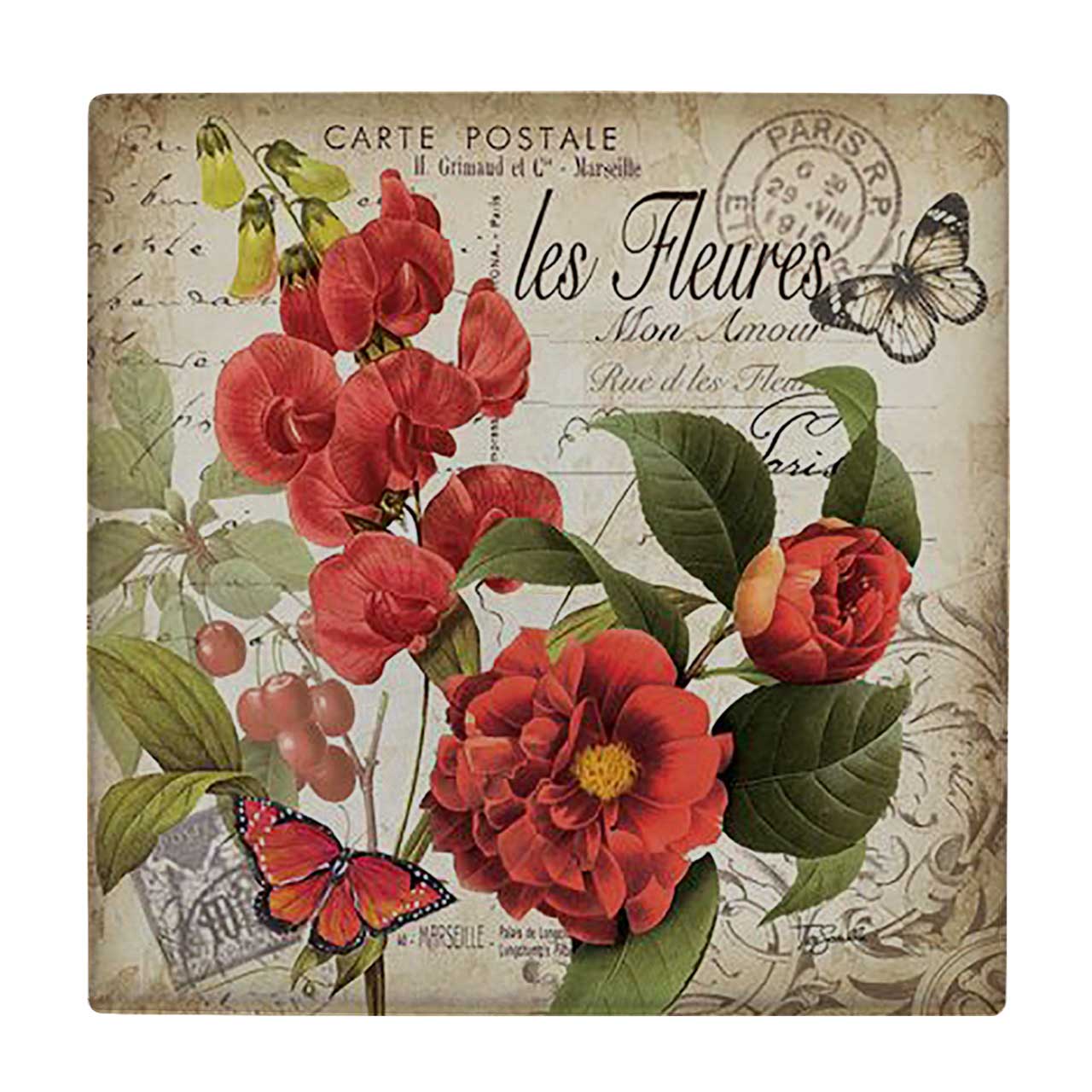 زیر لیوانی  طرح نقاشی بوته های گل کد    6096698_5206