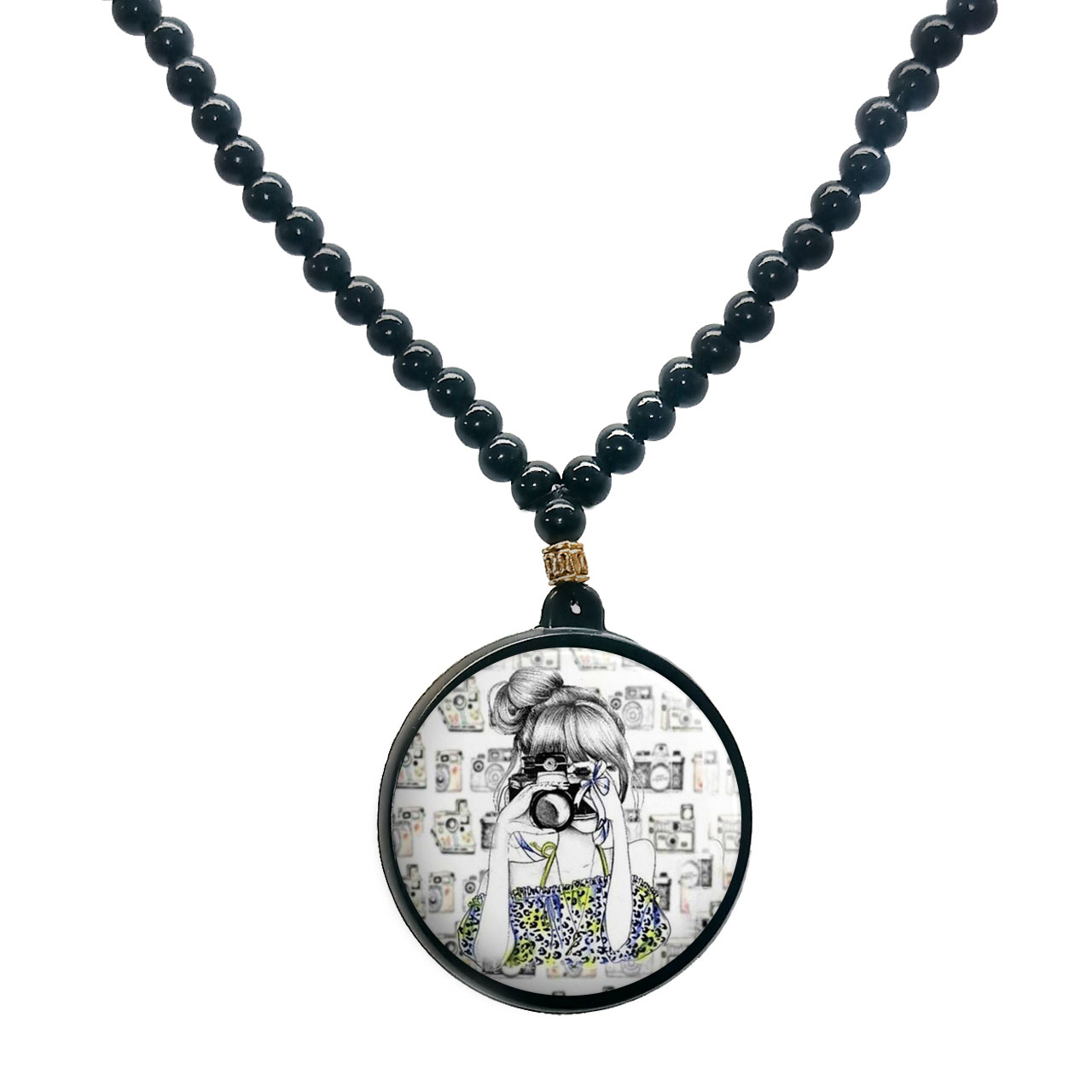 گردنبند پرمانه طرح عکاس کد pmd.5219مدل دو طرفه