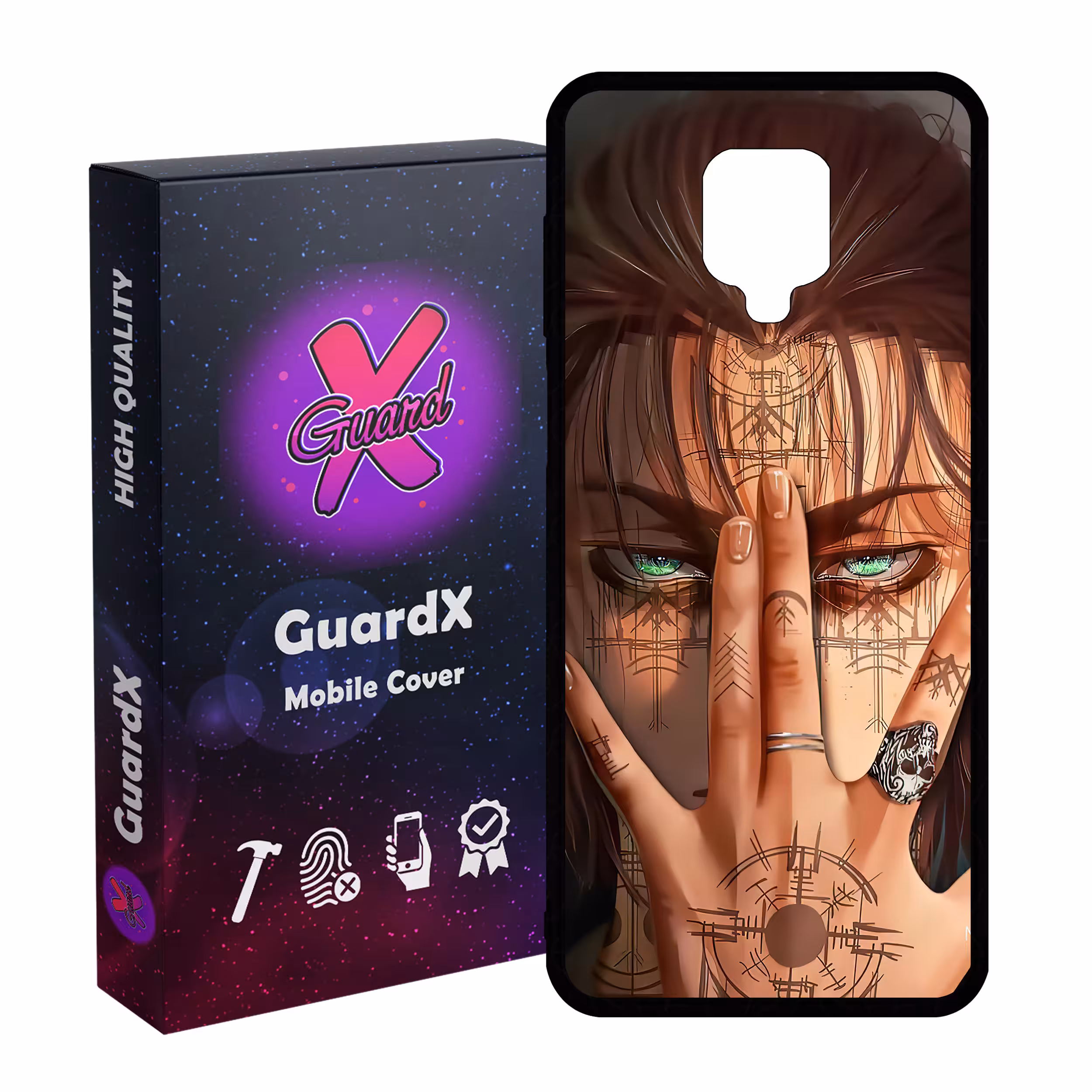 کاور گارد ایکس طرح Eren Anime مدل Glass10449 مناسب برای گوشی موبایل شیائومی Redmi Note9 Pro/Note 9 Pro Max/Redmi Note 9S/MI Poco M2 Pro