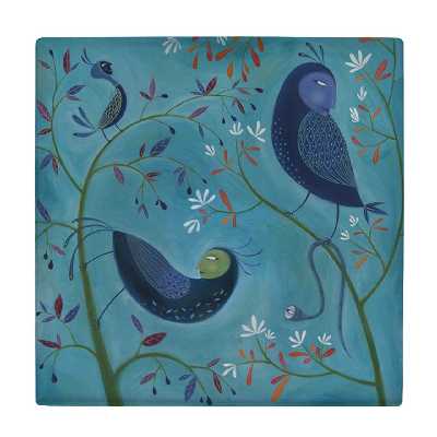  کاشی کارنیلا طرح پرنده روی شاخه گل کد wkk3251