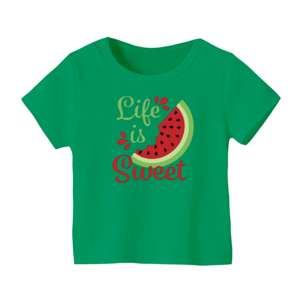 تی شرت آستین کوتاه بچگانه مدل هندوانه یلدایی کد 33 رنگ سبز