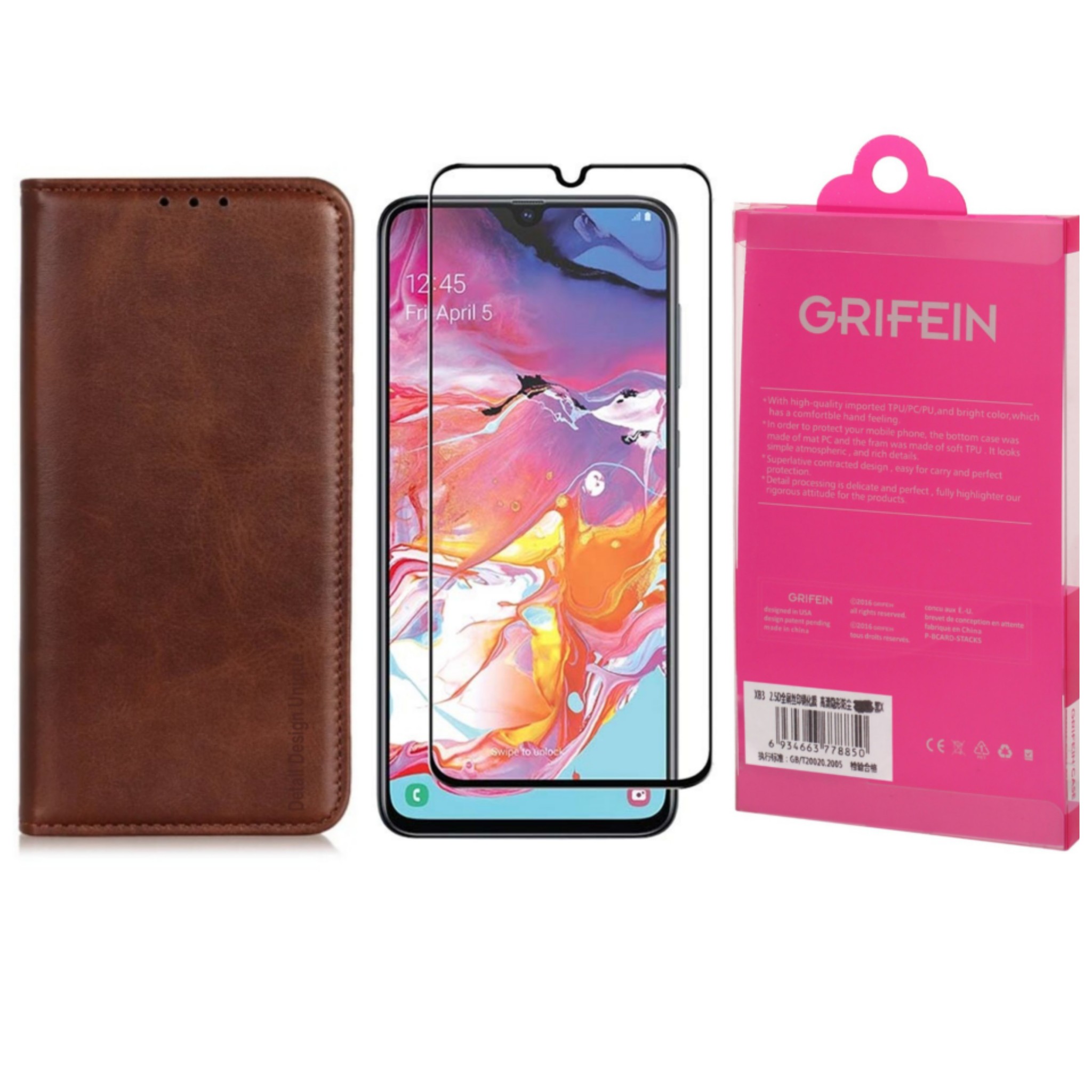 کیف کلاسوری گریفین مدل Detail Design Unique مناسب برای گوشی موبایل سامسونگ Galaxy A50 / A30S / A50S به همراه محافظ صفحه نمایش