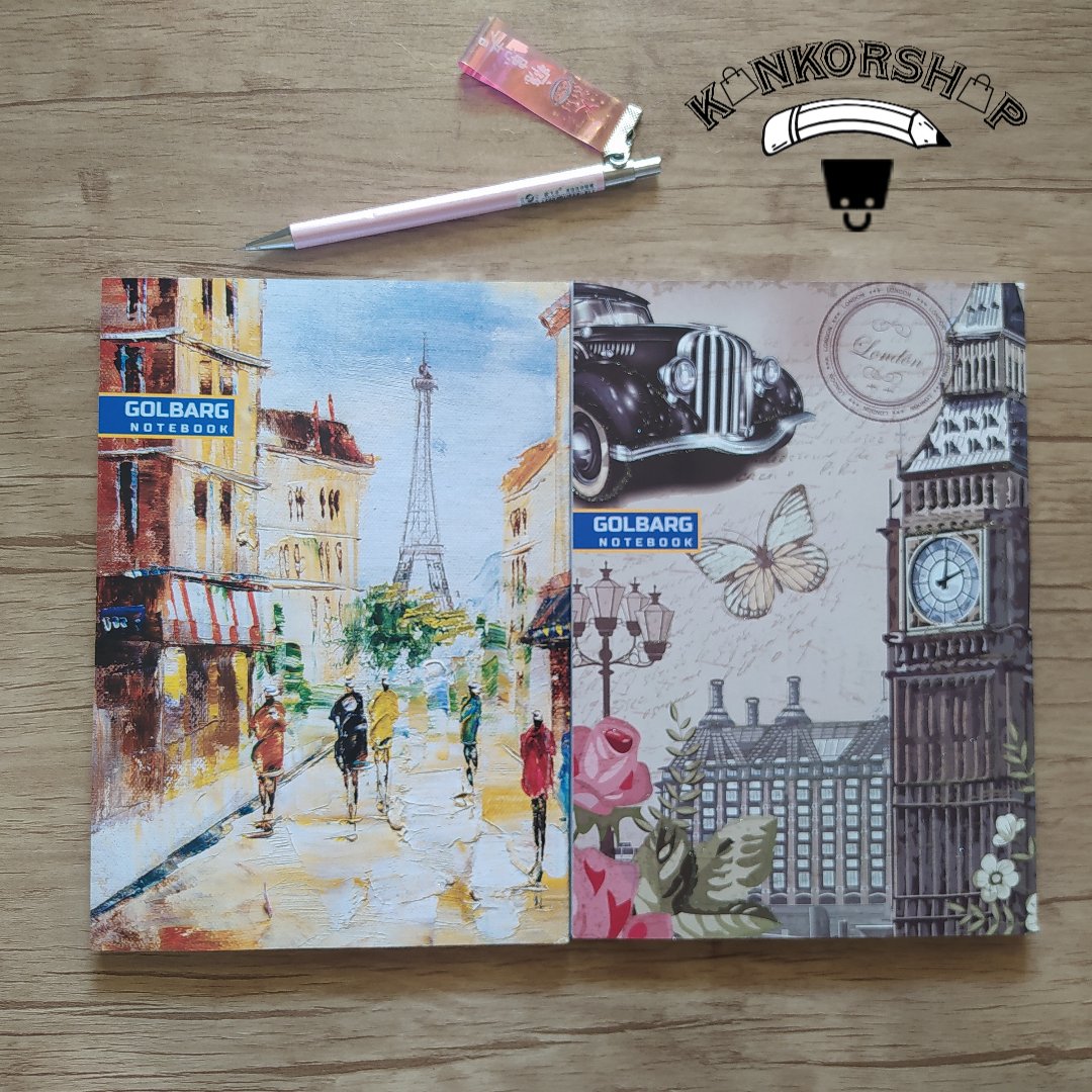 دفتر مشق 100 برگ ته چسب گلبرگ طرح کلاسیک