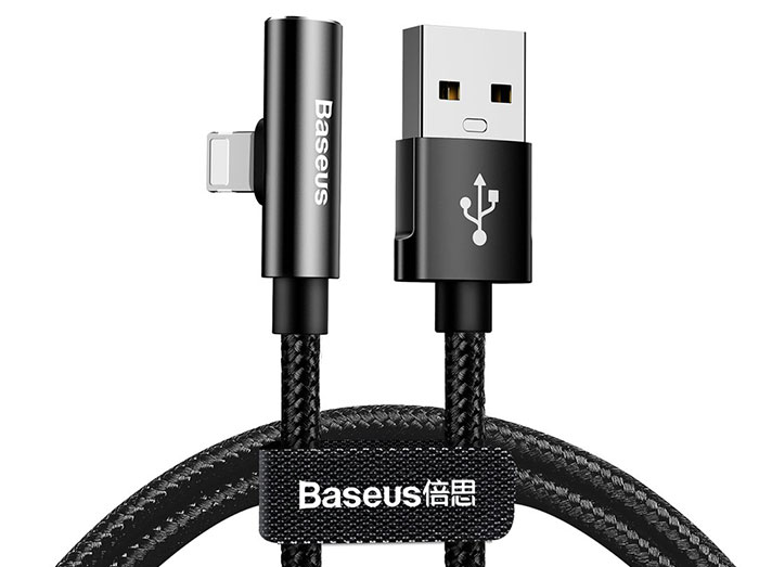 کابل صدا و شارژ لایتنینگ بیسوس Baseus Rhythm Bent Connector Audio 12m