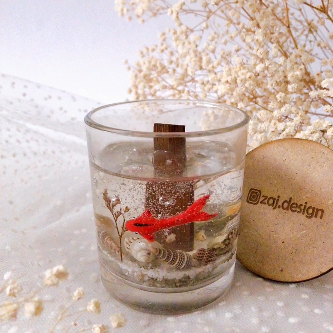 شمع ماهی قرمز در لیوان مناسب برای هفت سین دکوراتیو 