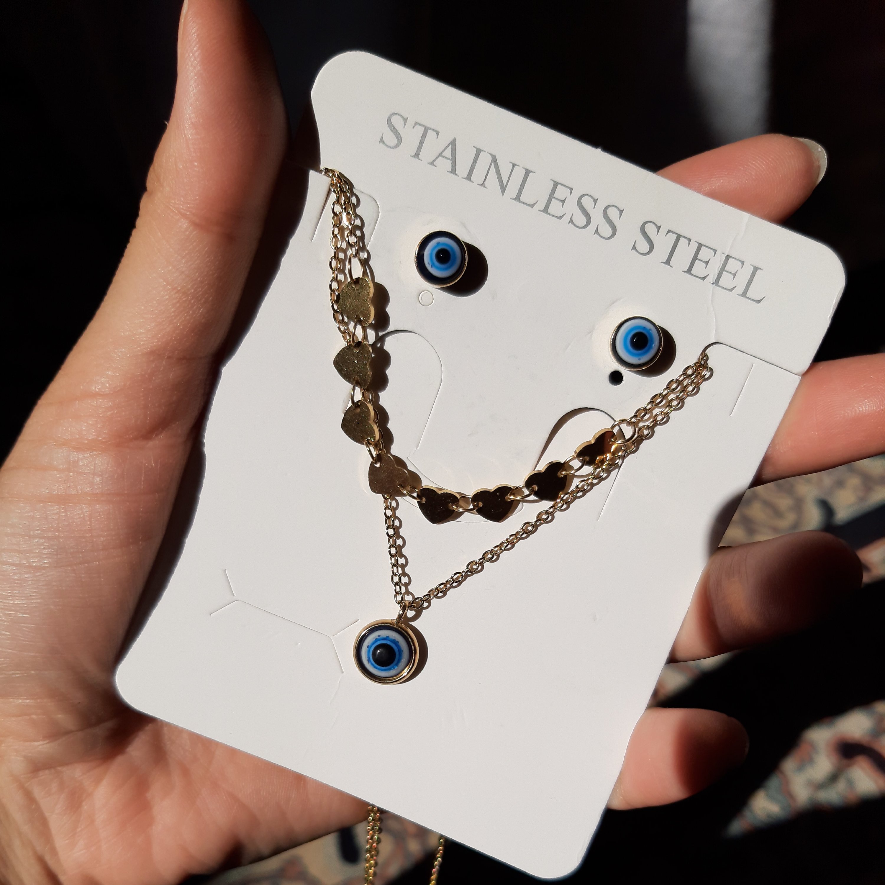 نیم ست استیل چشم نظر دو ردیفه