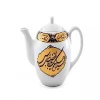 102907-قوری هیاتی 2 لیتری سفید طلایی یا اباعبدالله ع-یا اباالفضل ع