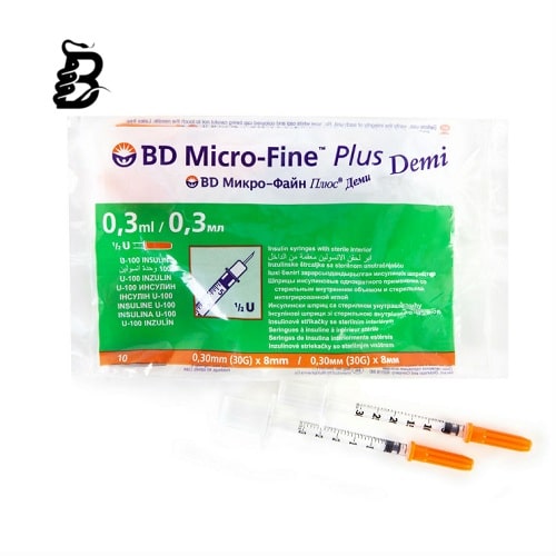 سرنگ انسولین BD بی دی آمریکایی 0.3 ml (سه دهم سی سی)