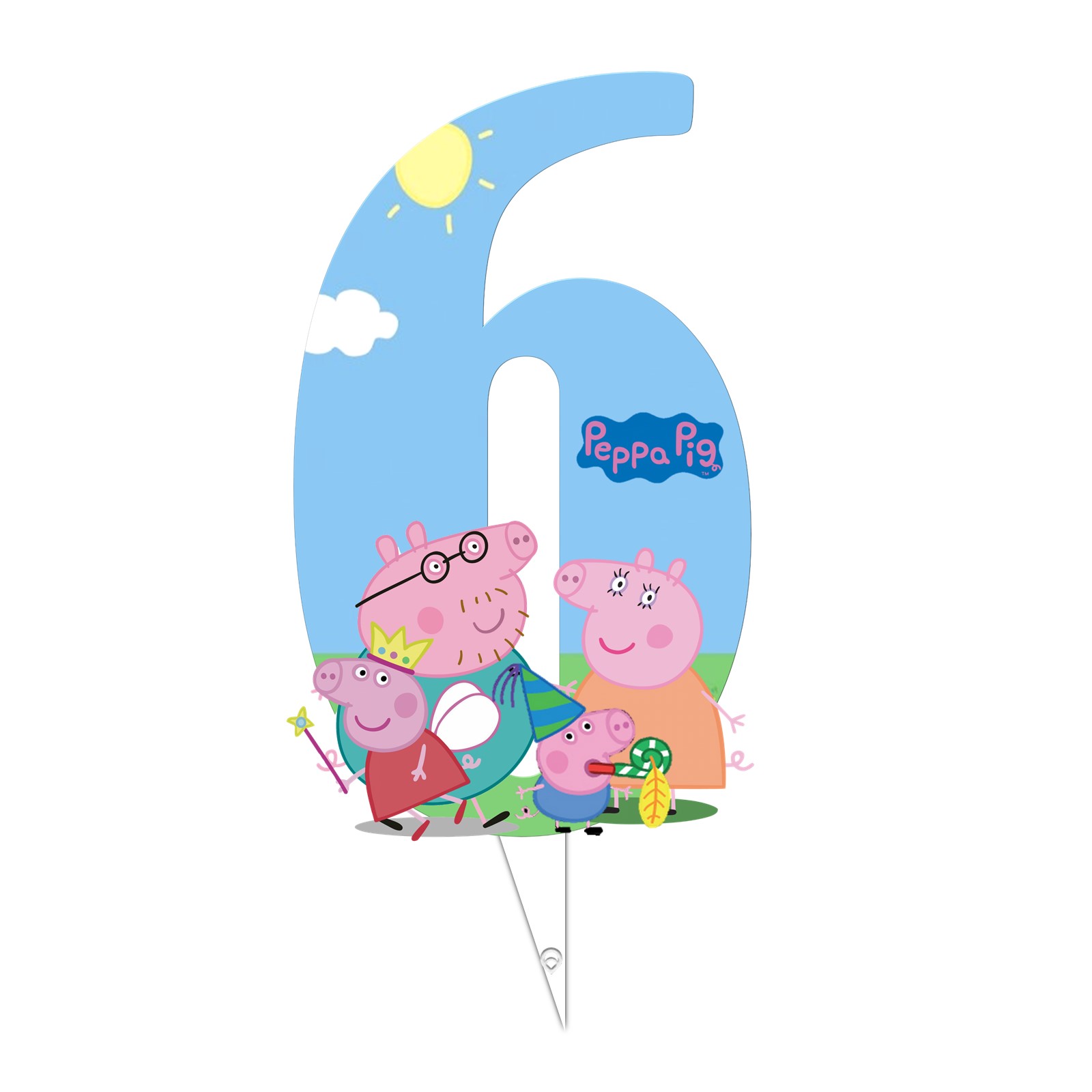 تاپر کیک  طرح عدد 6 مدل پپاپیگ و دوستان