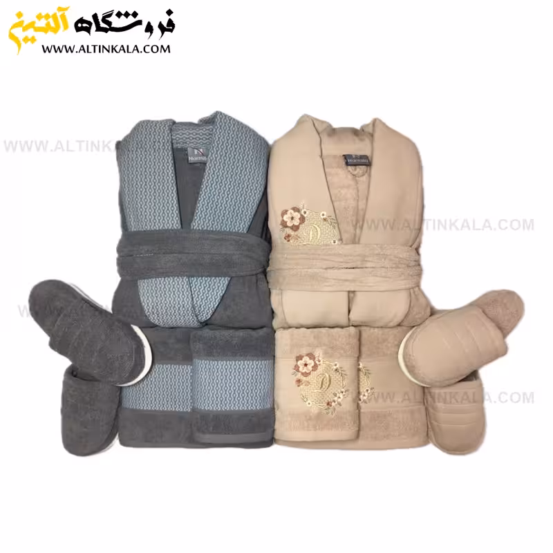 سرویس حوله عروس و داماد 10تکه گلدوزی سه بعدی برند NARMILA
