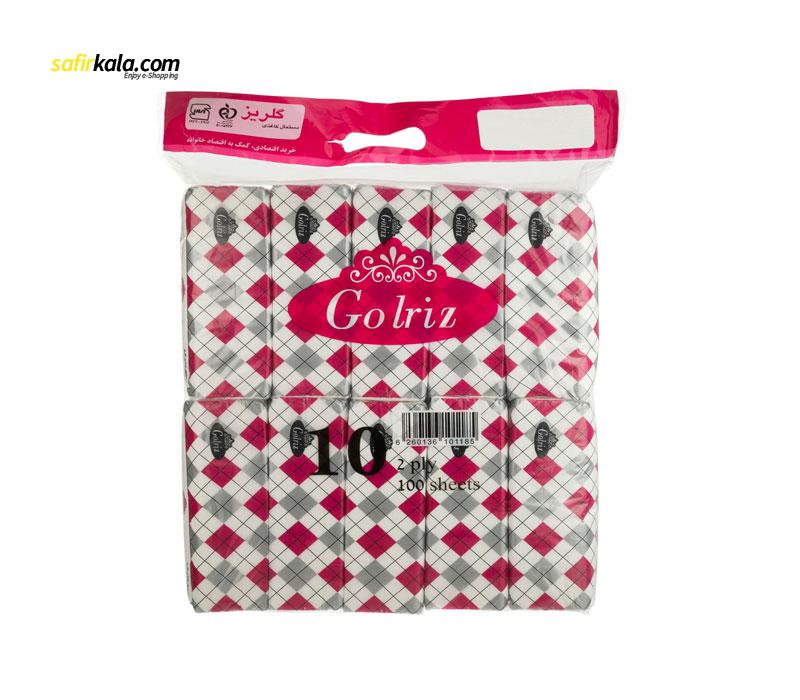 دستمال کاغذی 100 برگ گلریز مدل دياموند بسته 10 عددي