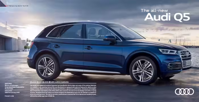 دفترچه کاتالوگ خودرو آئودی AUDI Q5 2018 - به زبان انگلیسی ( چاپ هند )