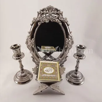 آینه و شمعدان تک رز دودی