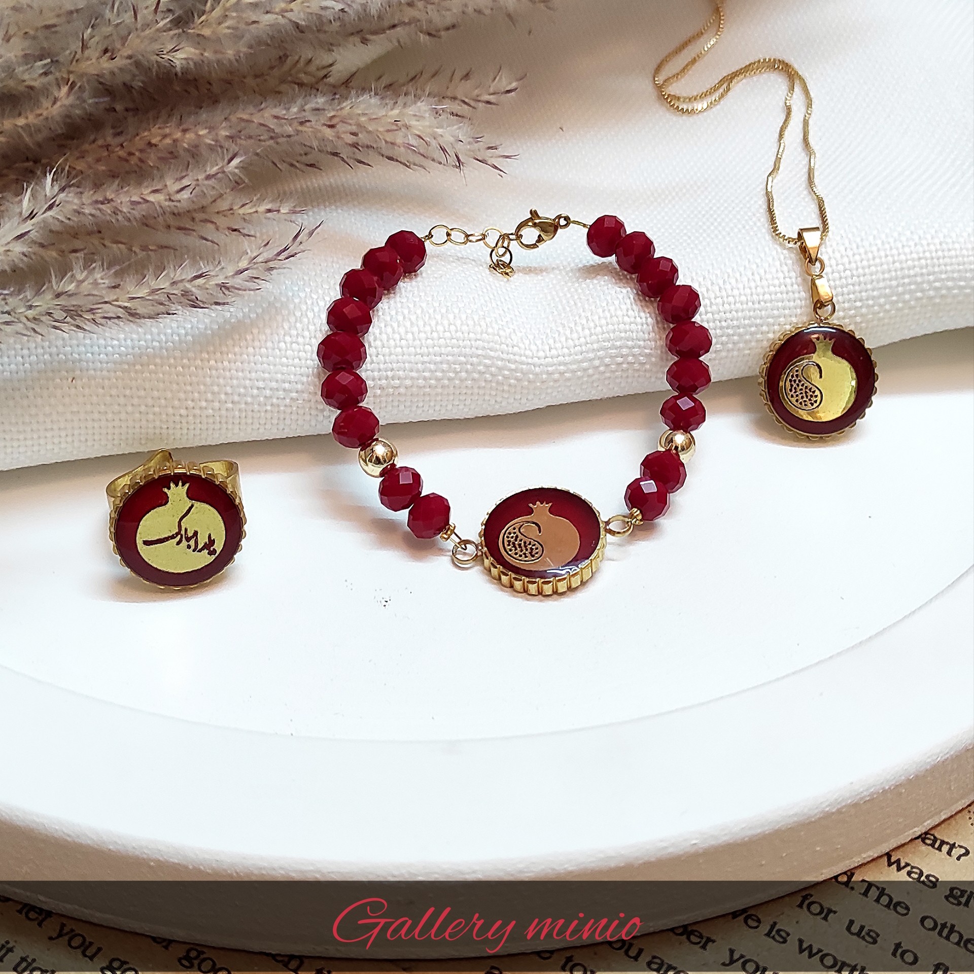 ست زیورآلات رزینی طرح انار