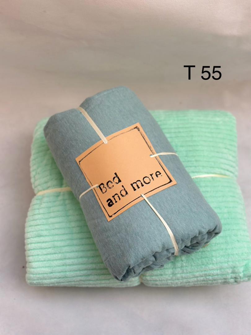 ست پتو و روتختی دونفره چهارتکه کدT55 (کاور تشک،پتو،دوعدد روبالشتی)