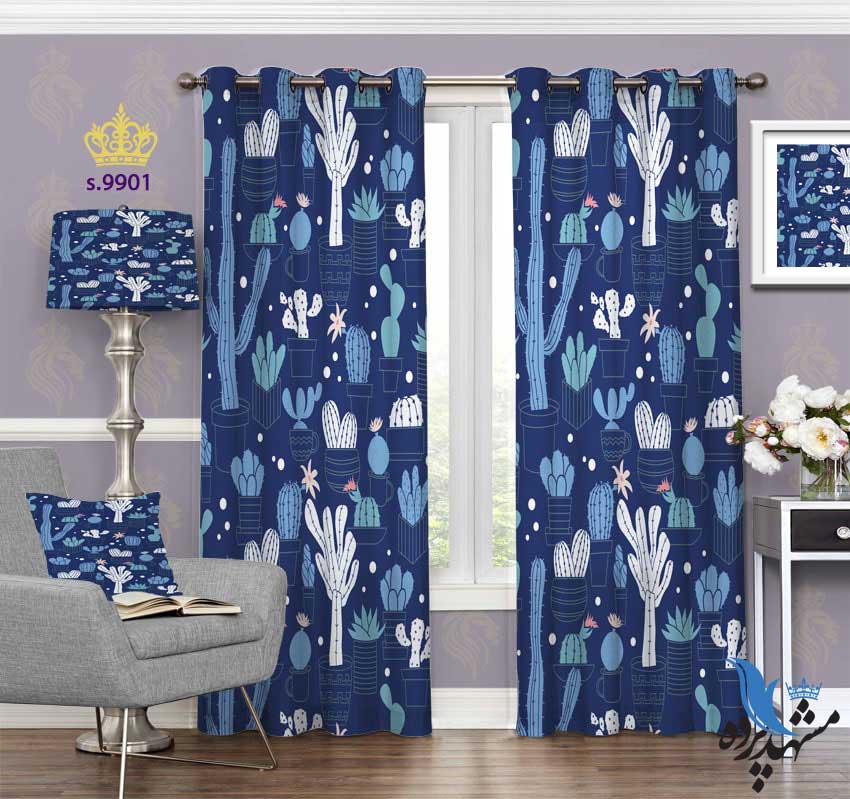 پرده پانچ کودک طرح کاکتوس های کوچک کد S9901