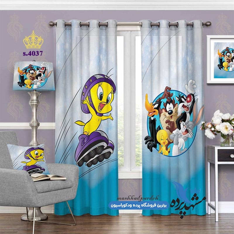 پرده پانچ کودکانه طرح شخصیت های کارتونی کد s-4037