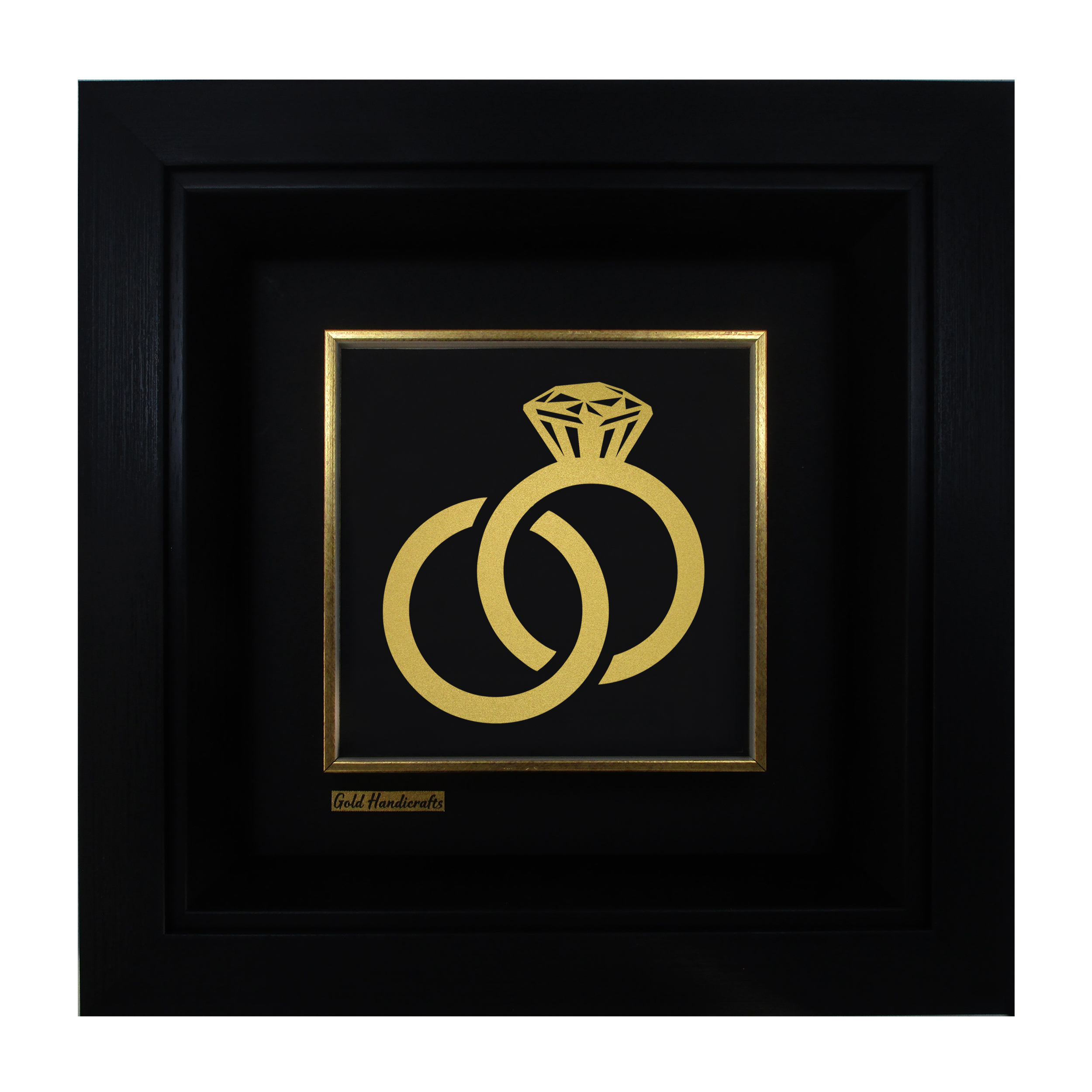 تابلو طلا کوب زرکات طرح حلقه ازدواج مدل F172