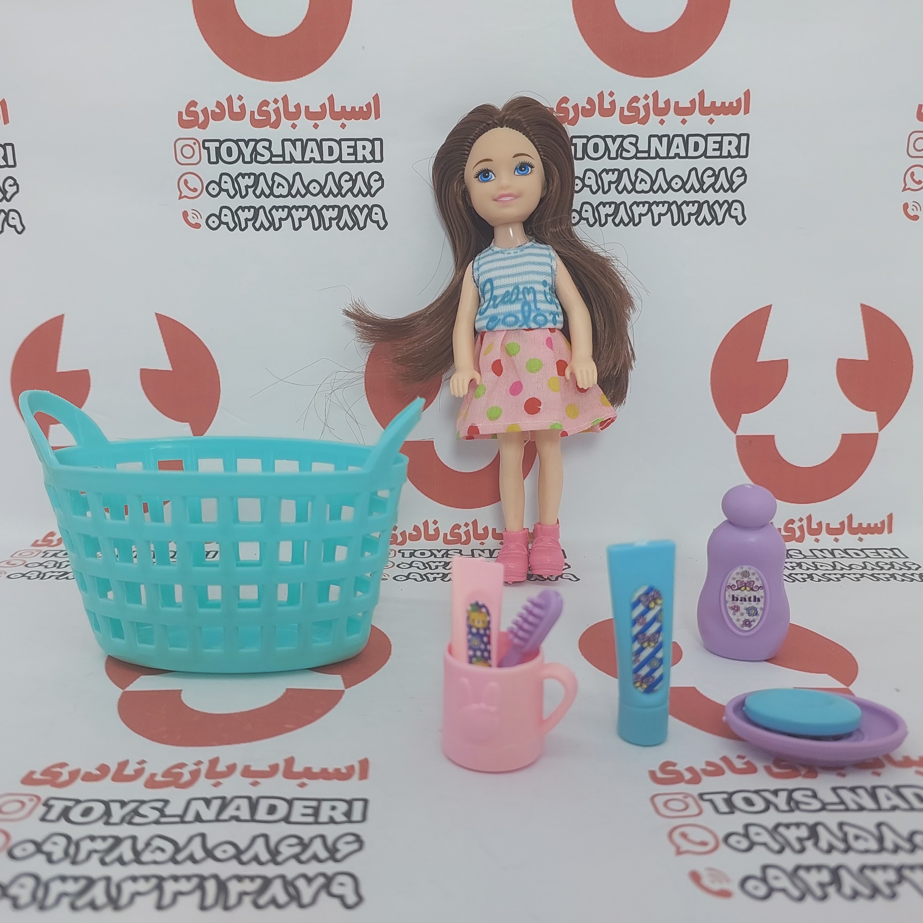 عروسک مفصلی همراه با سبد خرید