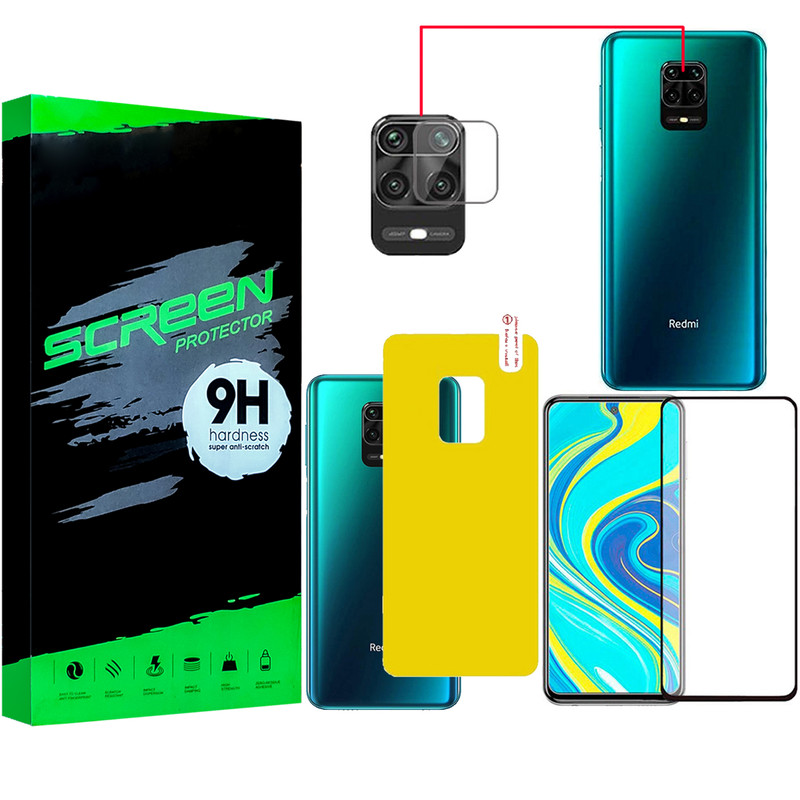محافظ صفحه نمایش و پشت گوشی مدل RA-08 مناسب برای گوشی موبایل شیائومی Redmi note 9s/9 pro/pro max به همراه محافظ لنز دوربین | کالا برتری
