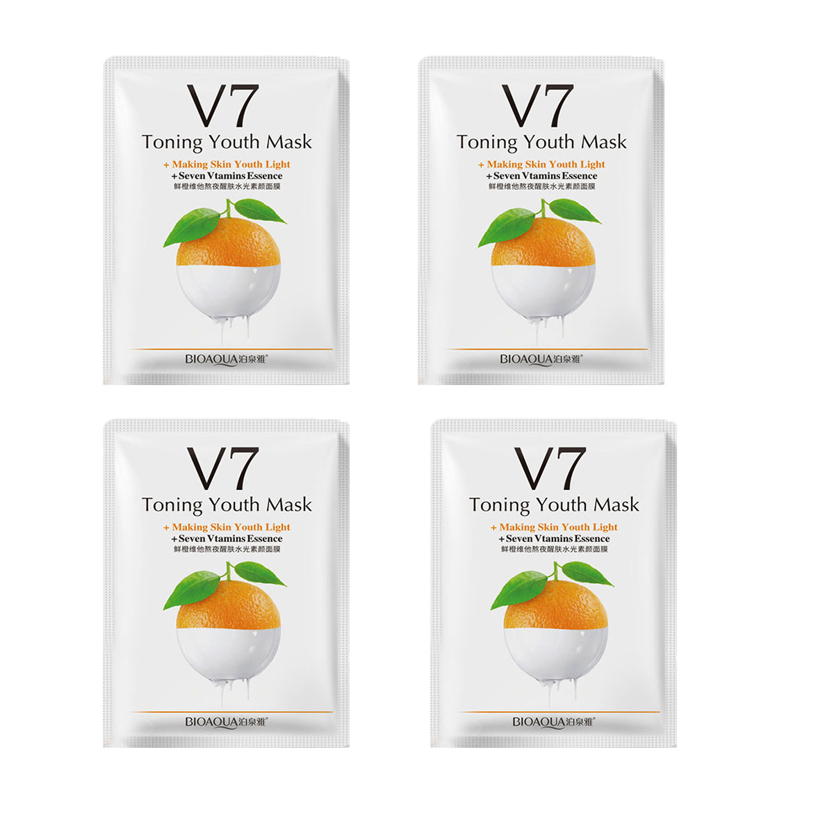ماسک صورت بایو آکوا مدل ORGV7 وزن 30 گرم بسته 4 عددی 