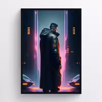 تابلو طرح Cyberpunk با قاب 21در30 مشکی مدل AX2