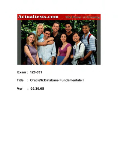 خرید و دانلود نسخه کامل کتاب ACTUALTESTS Oracle 1Z0-031 Exam Q and A 05 30 05