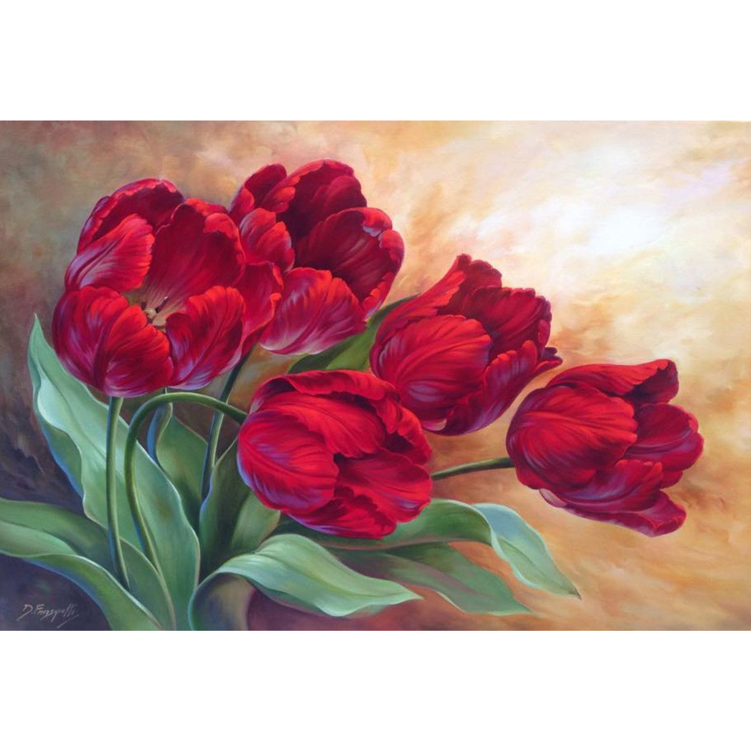 تابلو شاسی طرح نقاشی گل هنوز زندگی است گل لاله مدل T1099