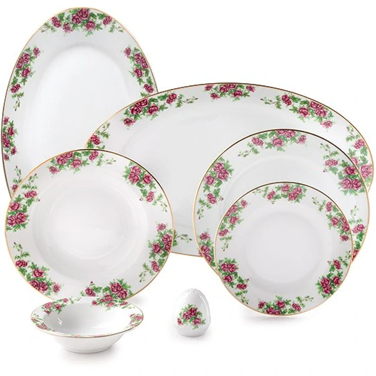 سرویس غذاخوری 28 پارچه چینی زرین ایران مدل بیدگل