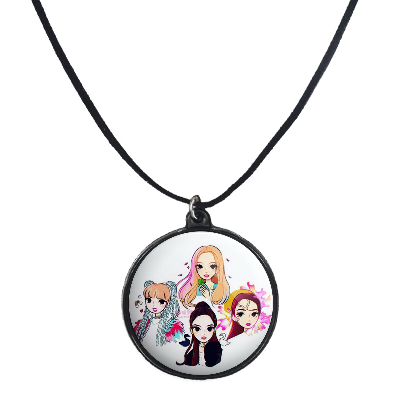 گردنبند پرمانه طرح بلک پینک کد pmb.2495 مدل دو طرفه