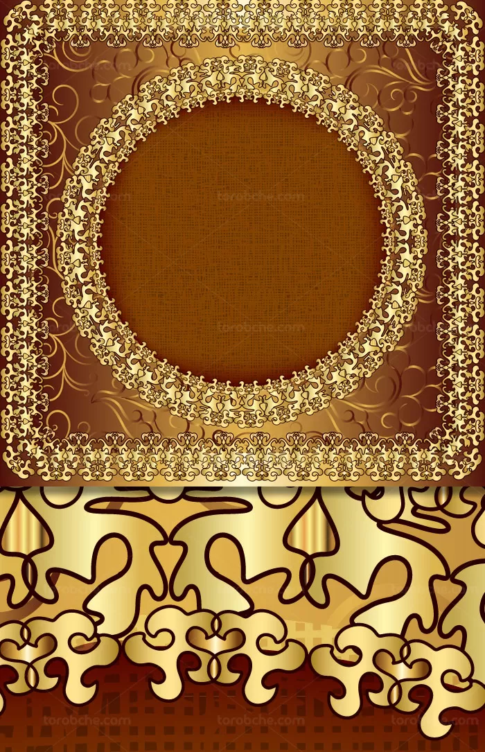 وکتور طرح قاب و حاشیه با نقش و نگار طلایی | گرافیک با طعم تربچه
