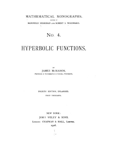 خرید و دانلود نسخه کامل کتاب Hyperbolic Functions, Fourth Edition