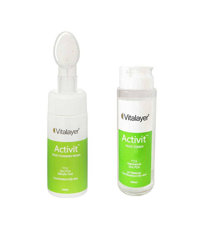 فوم شستشو صورت ویتالیر مدل Activit حجم 150 میلی لیتر به همراه میسلار واتر مدل اکتی ویت حجم 200 میلی لیتر
