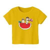 تی شرت آستین کوتاه بچگانه مدل هندوانه یلدایی کد 1 رنگ زرد