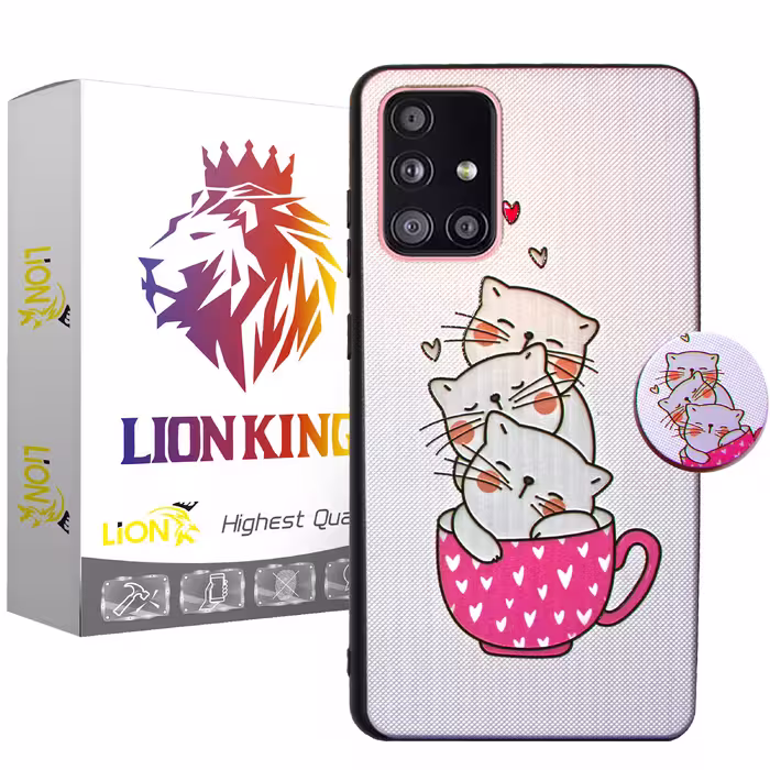 کاور لاین کینگ مدل livan cat مناسب برای گوشی موبایل سامسونگ Galaxy A32 به همراه پایه نگهدارنده