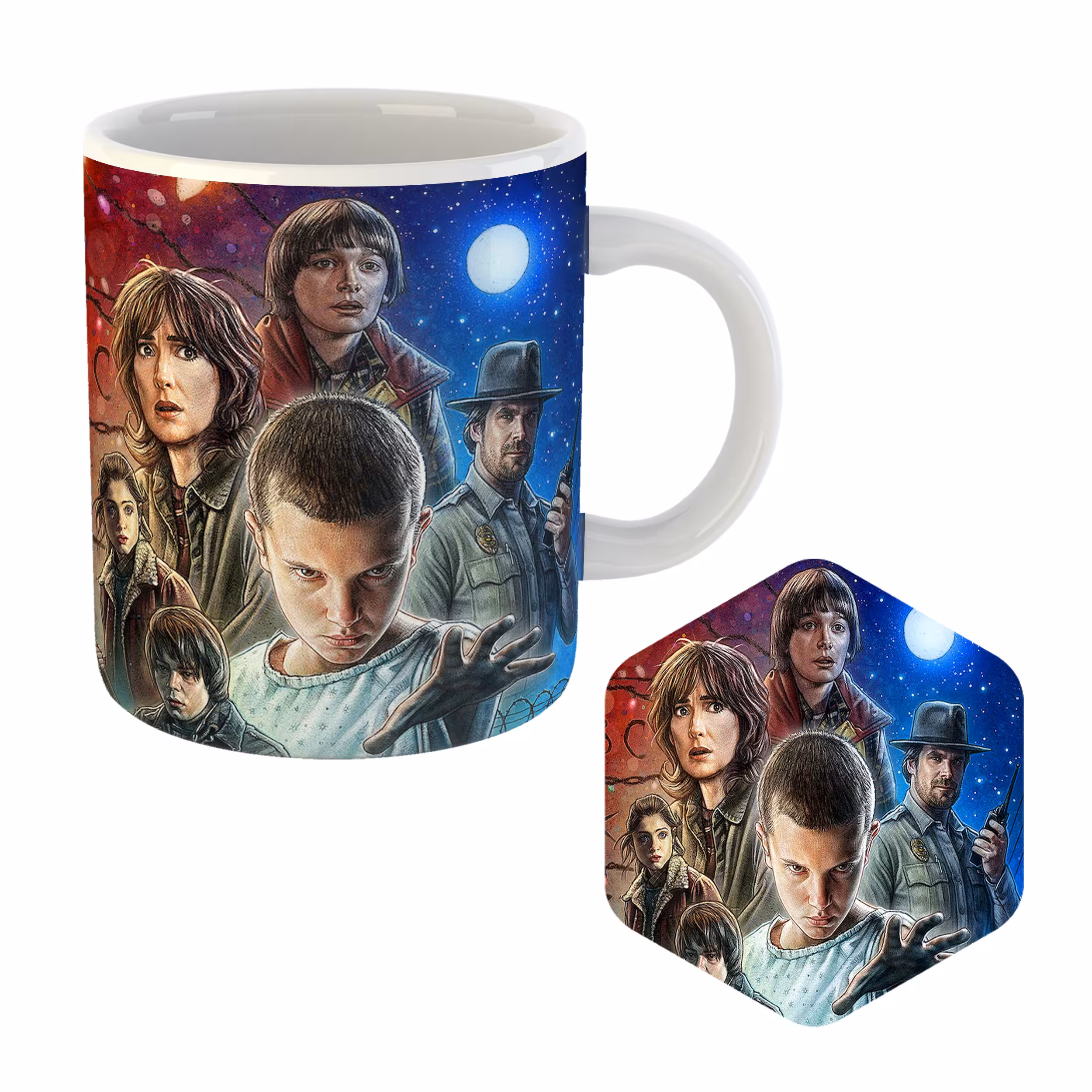ماگ مدل Stranger Things کد MU-40 به همراه زیر لیوانی